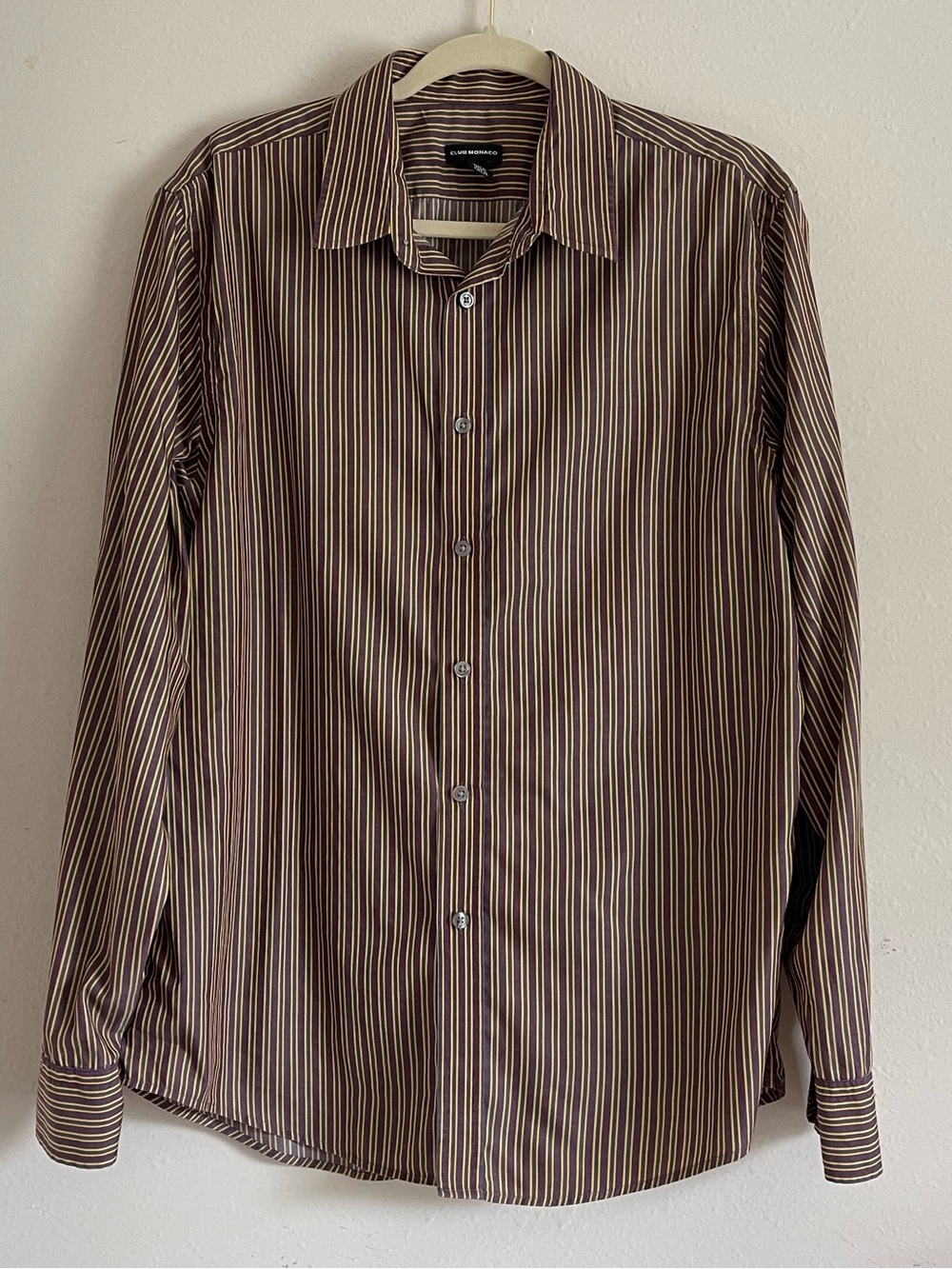 Club Monaco Purple Blue and Yellow Striped Dress Shirt